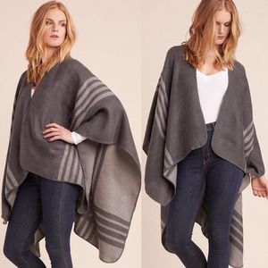 BB Dakota Reversible Poncho - Charcoal